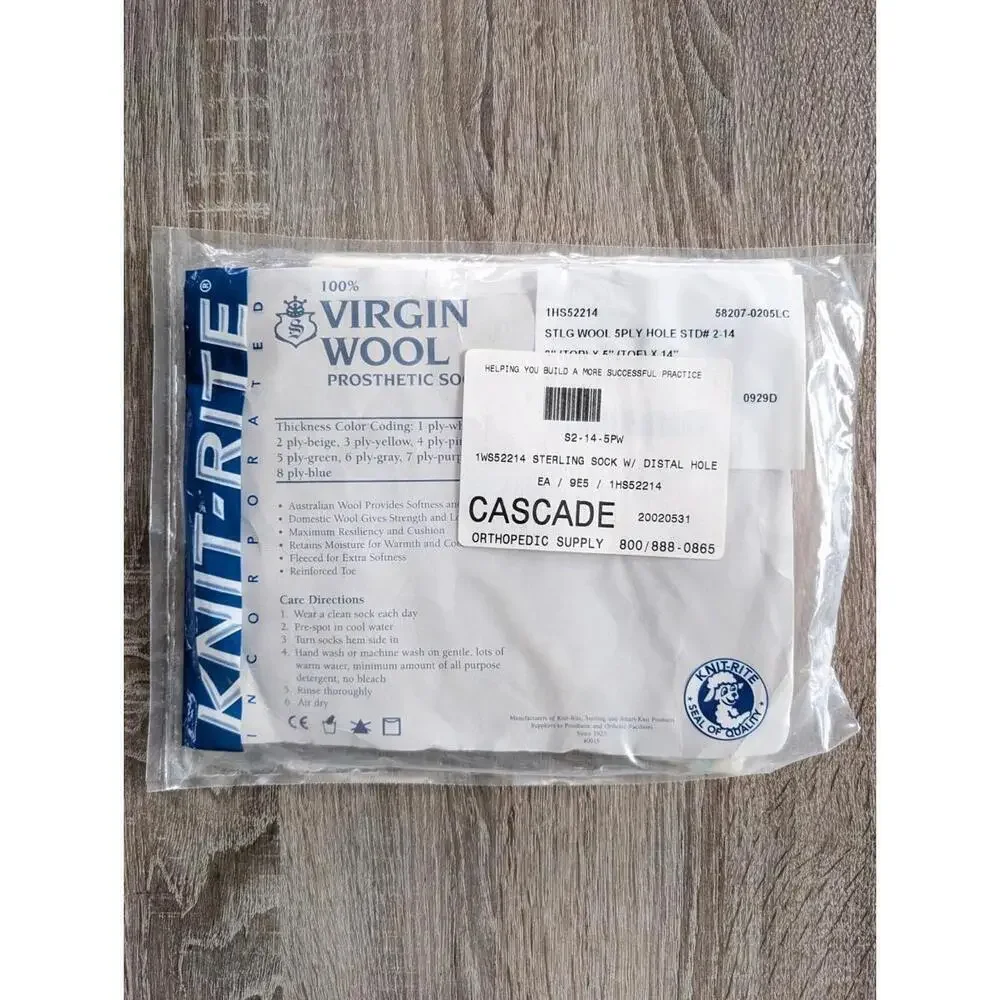 NWT Knit-Rite Virgin Wool Prosthetic Sock 5 Ply 9